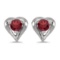 14k White Gold Round Garnet Heart Earrings