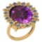 14.29 Ctw VS/SI1 Amethyst And Diamond 14k Yellow Gold Victorian Style Ring
