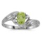 10k White Gold Oval Peridot And Diamond Ring