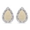 10k White Gold Pear Opal And Diamond Earrings 0.44 CTW