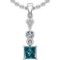 0.84 Ctw I2/I3 Treated Fancy Blue And White Diamond Platinum Pendant