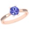 0.66 Ctw VS/SI1 Tanzanite And Diamond 14K Rose Gold Ring