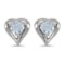 14k White Gold Round Aquamarine Heart Earrings