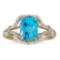 10k Yellow Gold Emerald-cut Blue Topaz And Diamond Ring