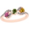 0.91 Ctw Multi Pink,Green,VS/SI1 Yellow Sapphire And Diamond 14k Rose Gold Ring