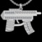 0.35 Ctw SI2/I1 Diamond 14K White Gold Gun Pendant