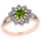 1.36 Ctw I2/I3 Peridot And Diamond 10K Rose Gold Engagement Halo Ring