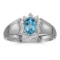 14k White Gold Oval Blue Topaz And Diamond Ring 0.41 CTW