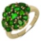 14K Yellow Gold Plated 1.60 CTW Genuine Chrome Diopside .925 Sterling Silver Ring