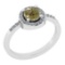 0.85 Ct Natural YellowDiamond I2/I3And White Diamond I2/I3 18k White Gold Engagement Halo Ring
