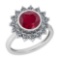 2.87 Ctw VS/SI1 Ruby And Diamond 14K White Gold Vintage Style Ring