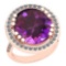 22.26 Ctw VS/SI1 Amethyst And Diamond 14k Rose Gold Victorian Style Ring