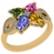 1.24 Ctw SI2/I1 Multi Sapphire,Tanzanite And Diamond 14K Yellow Gold Stylish Bridal Wedding Ring