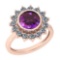 2.87 Ctw I2/I3 Amethyst And Diamond 10K Rose Gold Vintage Style Ring