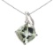 14K White Gold Green Amethyst and Diamond Pendant