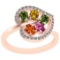 1.40 Ctw VS/SI1 Multi Sapphire And Diamond 14k Rose Gold Ring