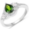 1.30 CTW Genuine Chrome Diopside and White Topaz .925 Sterling Silver Ring