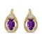 14k Yellow Gold Oval Amethyst And Diamond Earrings 0.7 CTW