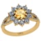 1.36 Ctw I2/I3 Citrine And Diamond 10K Yellow Gold Engagement Halo Ring