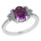 1.71 Ctw I2/I3 Amethyst And Diamond 10K White Gold Promises Ring