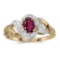 14k Yellow Gold Oval Rhodolite Garnet And Diamond Swirl Ring