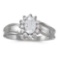 10k White Gold Oval White Topaz And Diamond Ring