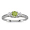 10k White Gold Round Peridot And Diamond Ring 0.25 CTW