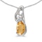 10k White Gold Oval Citrine And Diamond Pendant 0.32 CTW