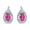 14k White Gold Oval Pink Topaz And Diamond Earrings 0.88 CTW