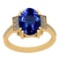 4.00 Ctw VS/SI1 Tanzanite And Diamond 14K Yellow Gold Victorian Style Ring