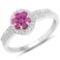0.60 CTW Genuine Ruby and White Topaz .925 Sterling Silver Ring
