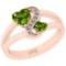 0.79 Ctw I2/I3 Peridot And Diamond 10K Rose Gold Cocktail Ring