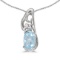 14k White Gold Oval Aquamarine And Diamond Pendant