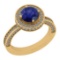 2.13 Ctw I2/I3 Blue Sapphire And Diamond 14K Yellow Gold Ring