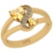 0.79 Ctw I2/I3 Citrine And Diamond 10K Yellow Gold Cocktail Ring