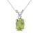 14k White Gold Oval Peridot And Diamond Pendant