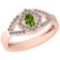 0.47 Ctw Peridot And Diamond I2/I3 10K Rose Gold Vintage Style Ring