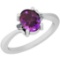 1.32 Ctw Amethyst And Diamond I2/I3 14K White Gold Ring