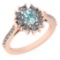 1.46 Ctw I2/I3 Aquamrine And Diamond 14K Rose Gold Vingate Style Halo Ring