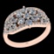 1.39 Ctw I2/I3 Diamond 10K Rose Gold Cluster Engagement Ring