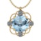 49.66 Ctw I2/I3 Blue Topaz And Diamond 14K Yellow Gold Necklace