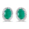 14k White Gold Oval Emerald And Diamond Earrings 0.64 CTW