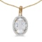 14k Yellow Gold Oval White Topaz And Diamond Pendant