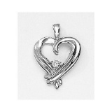 14K White Gold Diamond Heart Pendant