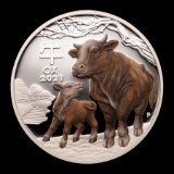 2021 AUS 1 oz Silver Lunar Ox Proof Colorized (w/box & COA)