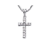 14K White Gold Diamond Cross Pendant