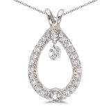 14K White Gold Dashing Diamonds Pendant