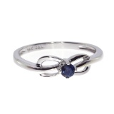 14k White Gold Sapphire Swirl Ring 0.1 CTW