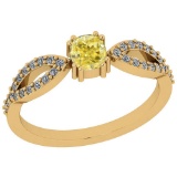 0.65 Ct GIA Certified Natural Fancy Yellow Diamond And White Diamond 18K Yellow Gold Anniversary Rin