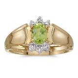 10k Yellow Gold Oval Peridot And Diamond Ring 0.41 CTW